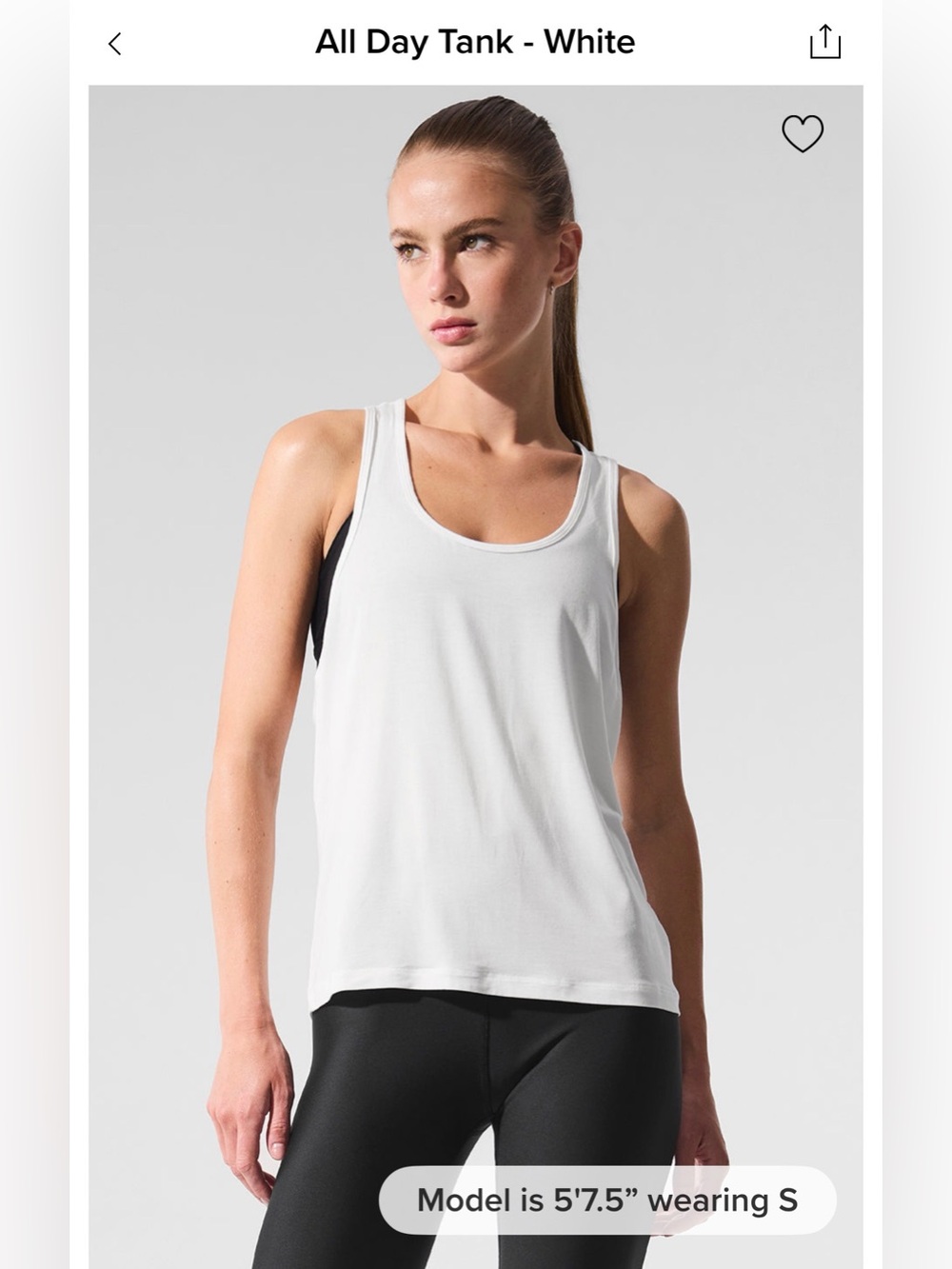 Alo Yoga- All Day Tank in White (M)
